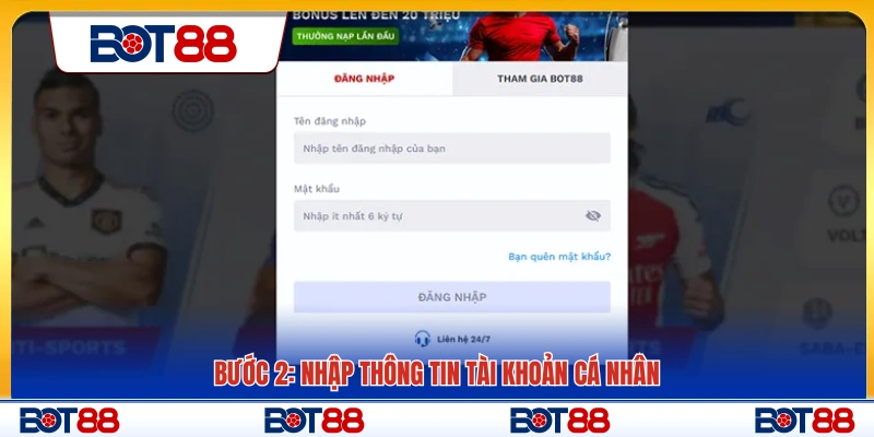 Điền đầy đủ thông tin tài khoản cá nhân